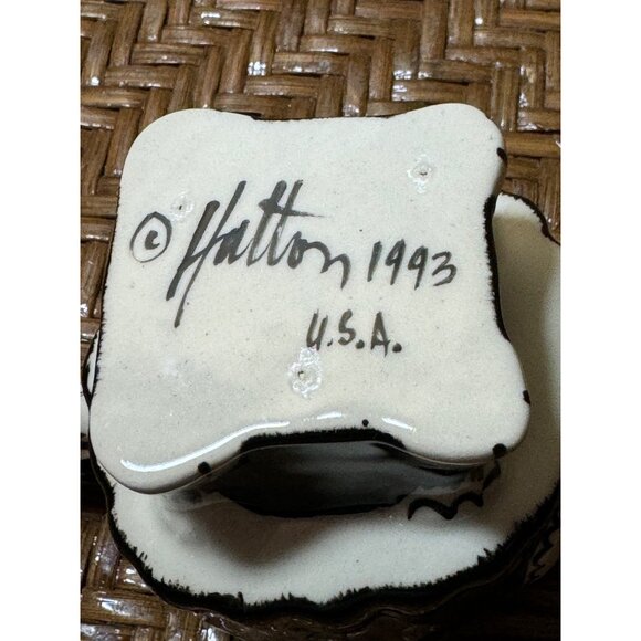 Vintage 1993 Tom Hatton Cat Shaped Ceramic Mug With Floral Design - Picture 6 of 8